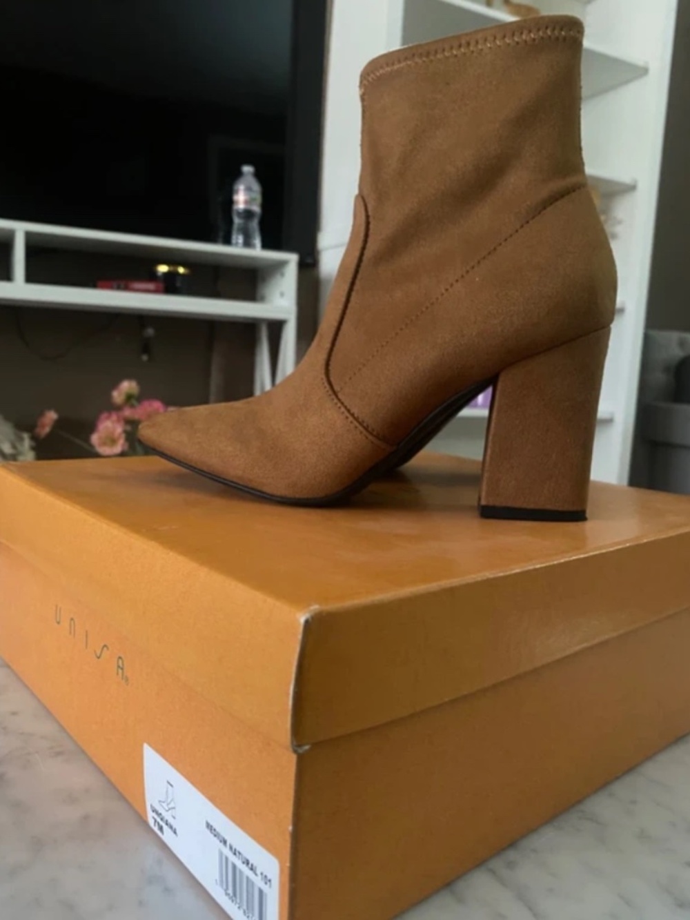 Unisa Women’s Suede Square Toe Ankle Heeled Boots